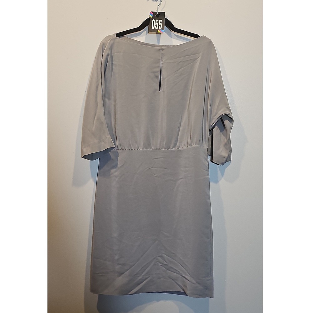 COS Grey Gathered Waist Shift Dress Boat Neck‎ Elbow Sleeve Size 44 Large